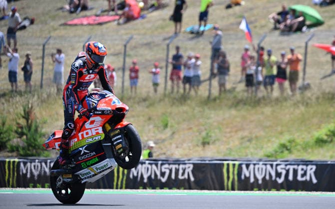 Czech Republic motorcycle Grand Prix, MotoGP World Championship, WM, Weltmeisterschaft Moto2 category, in Brno, Czech Republic, on June 21, 2026. Winner Ivan Ortola of Spain, QJMotor-MSI Team. (CTKxPhoto LubosxPavlicek) CTKPhotoP2026062103298  CTKPhotoP2026062103298