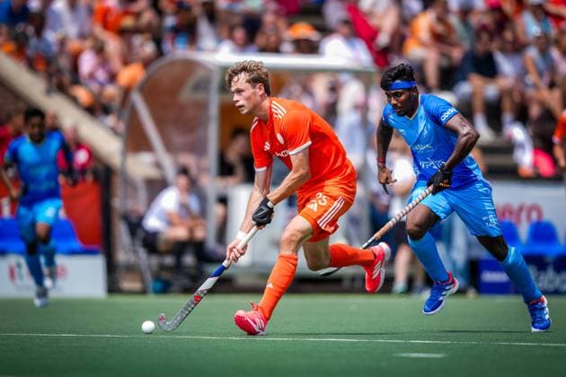 ROTTERDAM, 21-06-2026, HC Rotterdam, FIH Hockey Pro League Men, Season 2025-2026. Match between Netherlands and India (2nd match) , Picture shows Netherlands player Max de Bie Netherlands - India (2nd match)  x204527367x Copyright: