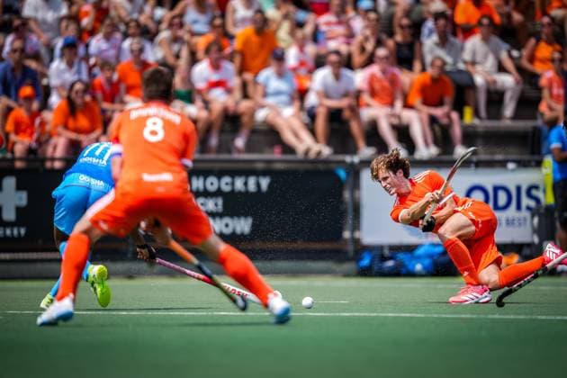 ROTTERDAM, 21-06-2026, HC Rotterdam, FIH Hockey Pro League Men, Season 2025-2026. Match between Netherlands and India (2nd match) , Picture shows Netherlands player Lucas Veen Netherlands - India (2nd match)  x204527539x Copyright: