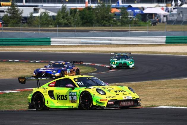 91 Thomas Preining (A Manthey), Porsche 911 GT3 R Evo, action Photo: Hoch Zwei Klettwitz Germany *** 91 Thomas Preining A Manthey, Porsche 911 GT3 R Evo, action photo taken at Hoch Zwei, Klettwitz, Germany,detected_source_language