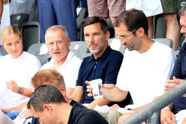 DEU, DFL, 1. FBL Frauen, Hertha BSC vs 1.FC Saarbruecken, 21.06.2026, Amateurstadion, Berlin, DEU, DFL, 1. FBL Frauen, Hertha BSC vs 1.FC Saarbruecken, im Bild Stefan Leitl (Hertha BSC Berlin), Andre Mijatovic, Dr. Peter Goerlich, Praesident Fabian Drescher *** DEU, DFL, 1st Womens Bundesliga, Hertha BSC vs. 1 FC Saarbrücken, June 21, 2026, Amateur Stadium, Berlin, DEU, DFL, 1st Womens Bundesliga, Hertha BSC vs. 1 FC Saarbrücken; pictured nordphotoxGmbHx xEngler nph00076