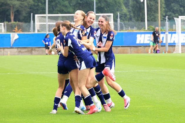 DEU, DFL, 1. FBL Frauen, Hertha BSC vs 1.FC Saarbruecken, 21.06.2026, Amateurstadion, Berlin, DEU, DFL, 1. FBL Frauen, Hertha BSC vs 1.FC Saarbruecken, im Bild 1: 0 durch ELFIE WELLHAUSEN (Hertha BSC Frauen 11) *** DEU, DFL, 1st Womens Bundesliga, Hertha BSC vs. 1 FC Saarbrücken, June 21, 2026, Amateur Stadium, Berlin, DEU, DFL, 1st Womens Bundesliga, Hertha BSC vs. 1 FC Saarbrücken, pictured nordphotoxGmbHx xEngler nph00076