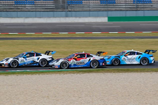 Porsche Sixt Carrera Cup Deutschland, Dekra Lausitzring 2026 21.06.2026 ab 9.00 Uhr Schipkau OT Klettwitz, Dekra Lausitzring Im Foto: 65 Sam Jongejan (NL) Team75 Bernhard, 25 Wouter Boerekamps (NL) Team GP Elite, 14 Caleb Sumich (AUS) Target Porsche Sixt Carrera Cup Deutschland, Dekra Lausitzring 2026 Schipkau OT Klettwitz Brandenburg Deutschland *** Porsche Sixt Carrera Cup Germany, Dekra Lausitzring 2026, June 21, 2026, starting at 9 Copyright: xEHLxMedia MichelxKöhlerx 20262106-Porsche Carrera Cup -Dekra-Lausitzring_020