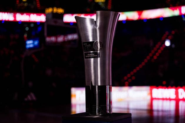 MUNICH, GERMANY - JUNE 21: The championship trophy of easyCredit BBL before the easyCredit Basketball Bundesliga Playoffs Final Game 5 match between FC Bayern Muenchen vs. Alba Berlin at SAP Garden on June 21, 2026 in Munich, Germany. Bavaria Germany Copyright: xSteffiexWunderlx