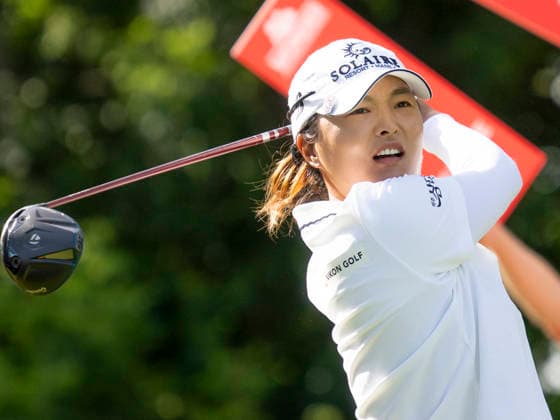 BELMONT, MI - JUNE 21: Jin Young Ko tee™s off during the final round of the LPGA, Golf Damen Meijer LPGA Classic for Simply Give on June 21, 2026, at Blythefield Country Club in Belmont, Michigan. (Photo by Joseph Weiser Icon Sportswire) GOLF: JUN 21 LPGA Meijer LPGA Classic for Simply Give EDITORIAL USE ONLY Icon260621003
