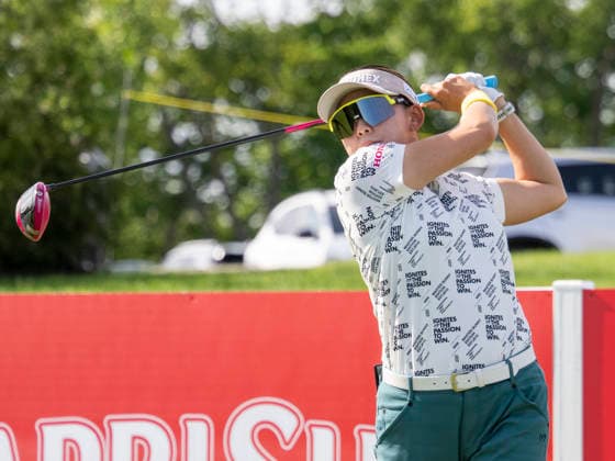 BELMONT, MI - JUNE 21: Chizzy Iwai of Japan tee™s off during the final round of the LPGA, Golf Damen Meijer LPGA Classic for Simply Give on June 21, 2026, at Blythefield Country Club in Belmont, Michigan. (Photo by Joseph Weiser Icon Sportswire) GOLF: JUN 21 LPGA Meijer LPGA Classic for Simply Give EDITORIAL USE ONLY Icon260621011