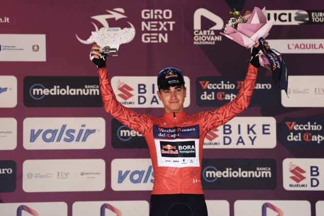 Italy s Davide Donati of Red Bull - Bora - Hansgrohe Rookies red jersey during Stage 8 of the Giro Next Gen 2026 Individual Time Trial, from Villa Sant Angelo to L Aquila, Italy, Sunday, June 21, 2026.  Copyright: xMassimoxPaolone LaPressex