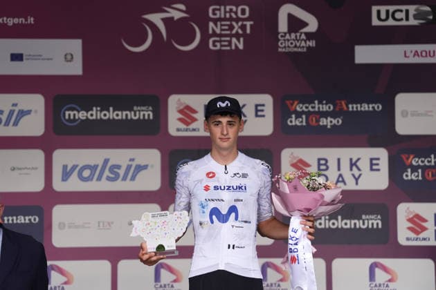 Spain s Javier Cubillas Salvador of Movistar Team Academy white jersey during Stage 8 of the Giro Next Gen 2026 Individual Time Trial, from Villa Sant Angelo to L Aquila, Italy, Sunday, June 21, 2026.  Copyright: xMassimoxPaolone LaPressex