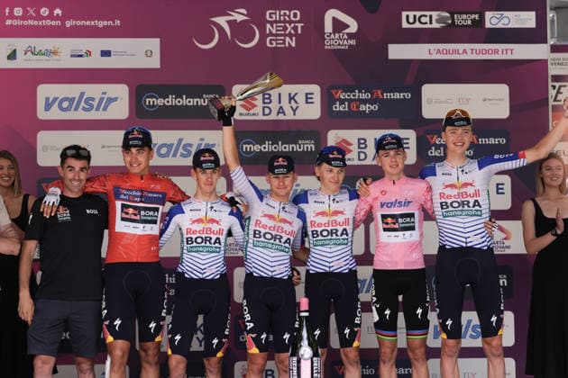 Red Bull - Bora - Hansgrohe Rookies Tudor Award during Stage 8 of the Giro Next Gen 2026 Individual Time Trial, from Villa Sant Angelo to L Aquila, Italy, Sunday, June 21, 2026.  Copyright: xMassimoxPaolone LaPressex