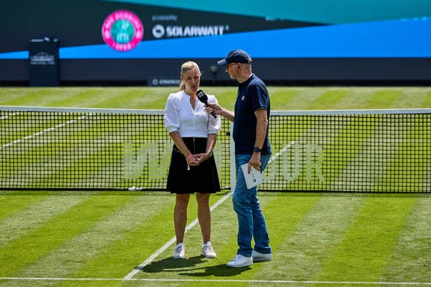 June 21, 2026, Bad Homburg, Hessen, Germany: Angelique Kerber of Germany, Matthias Stach of Germany - MC in interview before the award from Tennis-Club Bad Homburg during the BAD HOMBURG OPEN powered by SOLARWATTT- WTA500 - Womens Tennis, 21.6.2026 in Bad Homburg (Tennis-Club Bad Homburg), Germany - Photo: Tennis 2026: Bad Homburg Open - WTA500: Got An Award  - ZUMAs343 20260621_zsp_s343_048 Copyright: xMathiasxSchulzx