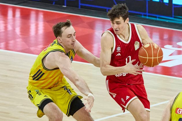 Deutsche Basketball Bundesliga (BBL), FC Bayern München Basketball vs ALBA Berlin, München FC Bayern Basketball, Berlin ALBA, 2026-06-21 in München (SAP Garden) DIMITRIJEVIC Neno (FC Bayern München Basketball Guard (Nr.0) BAY0 ), WOOD Moses (ALBA Berlin Power Forward (PF) Nr11-BER11) sportworld München SAP Garden Bayern Deutschland *** German Basketball Bundesliga (BBL), FC Bayern Munich Basketball vs. ALBA Berlin, Munich FC Bayern Basketball, Berlin ALBA, June 21, 2026, at SAP Garden in Munich