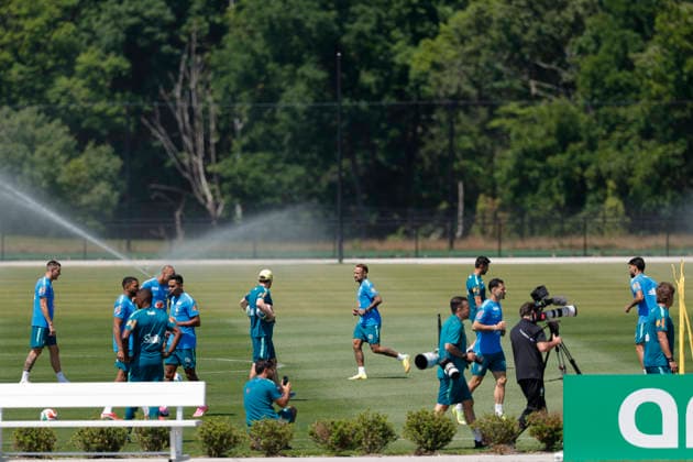 Brazil s players take part in a training session in Morristown, United States, 21 June 2026. Brazil will face Scotland in their 2026 FIFA World Cup, WM, Weltmeisterschaft, Fussball Group C soccer match on 25 June. FIFA World Cup 2026 - Brazil s training session !ACHTUNG: NUR REDAKTIONELLE NUTZUNG!  Copyright: xSebastiaoxMoreirax GRAF2704 20260621-55020666268_1