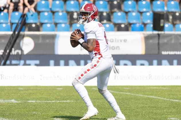 EFA - European Football Alliance: Frankfurt Galaxy - Prague Lions, 21.06.2026 Jaylon Henderson (Prague Lions 6) mit dem ball, Freisteller, Portrait Porträt, Frankfurt Galaxy - Prague Lions, Frankfurt, PSD Bank Arena, 21.6.2026 *** EFA European Football Alliance Frankfurt Galaxy Prague Lions, June 21, 2026 Jaylon Henderson Prague Lions 6 with the ball, cutout, portrait, Frankfurt Galaxy Prague Lions, Frankfurt, PSD Bank Arena, June 21, 2026,detected_source_language Copyright: xBEAUTIFULxSPORTS Gawlikx