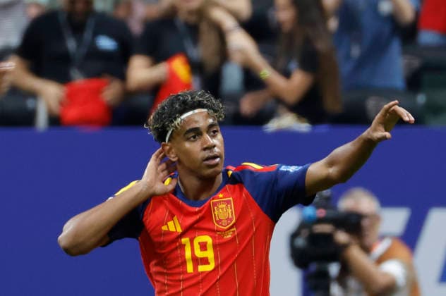 Spain s Lamine Yamal celebrates after scoring the 1-0 during the 2026 FIFA World Cup, WM, Weltmeisterschaft, Fussball Group H soccer match between Spain and Saudi Arabia, in Atlanta, United States, 21 June 2026. FIFA World Cup 2026 - Group H - Spain vs. Saudi Arabia !ACHTUNG: NUR REDAKTIONELLE NUTZUNG!  Copyright: xLavandeiraxJrx GRAF2732 20260621-55020666488_1