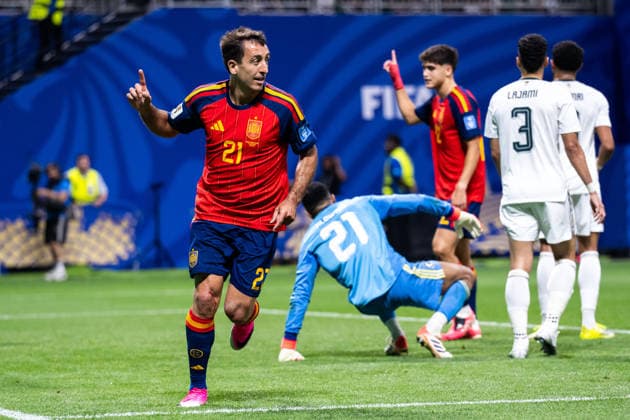 260621 Mikel Oyarzabal of Spain celebrates after 2-0 during the FIFA World Cup, WM, Weltmeisterschaft, Fussball 2026 football match between Spain and Saudi Arabia on June 21, 2026 in Atlanta. Photo: Ludvig Thunman BILDBYRAN kod LT LT0806 fotboll football soccer fotball vm fotbolls-vm fotball-vm fotbolls-vm 2026 fifa world cup 2026 day 11 bbeng jubel *** June 21, 2026  Copyright: LUDVIGxTHUNMAN BB260621LT055