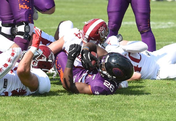 21.06.2026, xhbx, American Football EFA European Football Alliance, Frankfurt Galaxy - Prague Lions v.l. Antony Marvyn Bouembe (Frankfurt Galaxy) Touchdown zum 6:0 (DFL DFB REGULATIONS PROHIBIT ANY USE OF PHOTOGRAPHS as IMAGE SEQUENCES and or QUASI-VIDEO) Frankfurt am Main *** June 21, 2026, xhbx, American Football EFA European Football Alliance, Frankfurt Galaxy vs. Prague Lions, Antony Marvyn Bouembe, Frankfurt Galaxy touchdown, 6–0. DFL and DFB regulations prohibit any use of photographs as image sequences and or quasi-video. Frankfurt am Main,detected_source_language