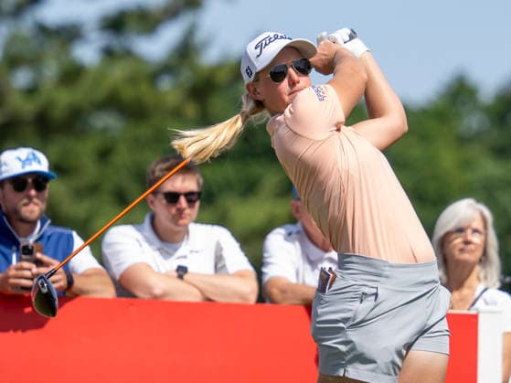 BELMONT, MI - JUNE 21: Riley Smyth of the United States of America tee™s off during the final round of the LPGA, Golf Damen Meijer LPGA Classic for Simply Give on June 21, 2026, at Blythefield Country Club in Belmont, Michigan. (Photo by Joseph Weiser Icon Sportswire) GOLF: JUN 21 LPGA Meijer LPGA Classic for Simply Give EDITORIAL USE ONLY Icon260621019