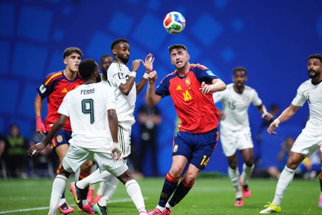 Spain v Saudi Arabia - FIFA World Cup, WM, Weltmeisterschaft, Fussball 2026 - Group H ATLANTA, USA - JUNE 21: Aymeric Laporte of Spain in action during the 2026 FIFA World Cup First Stage Group H match between Spain and Saudi Arabia at Mercedes-Benz Stadium (Atlanta Stadium) in Atlanta, Georgia, United States on June 21, 2026. Jose Hernandez Anadolu Georgia United States. Editorial use only. Please get in touch for any other usage.  Copyright: x2026xAnadoluxJosexHernandezx