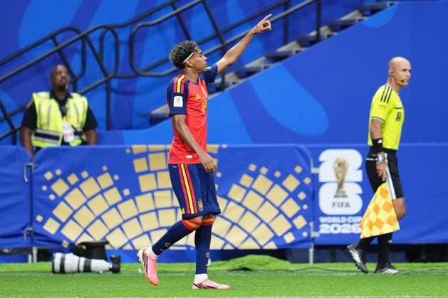 Spain v Saudi Arabia: Group H - FIFA World Cup, WM, Weltmeisterschaft, Fussball 2026 Lamine Yamal of Spain celebrates after scoring his team s first goal during the FIFA World Cup 2026 Group H match between Spain and Saudi Arabia at Atlanta Stadium on June 21, 2026 in Atlanta, Georgia. Atlanta GA United States  Copyright: xJosexBretonx originalFilename:bretonhernandez-spainvsa260621_npVVQ.jpg