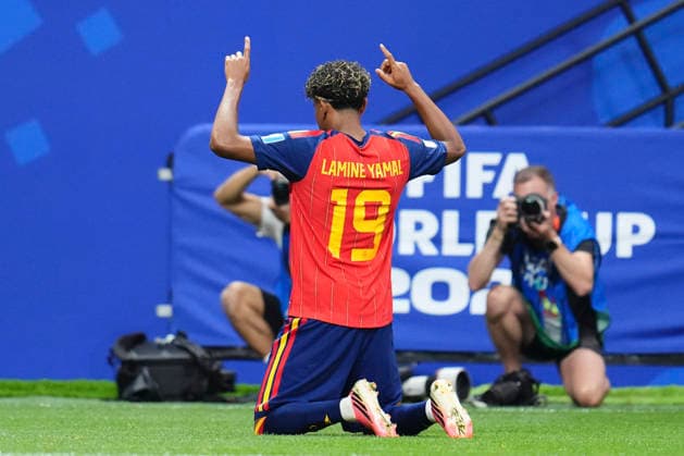 Sport Bilder des Tages June 21, 2026, Atlanta, Georgia, United States: Lamine Yamal of Spain celebrates after scoring his team s first goal during the FIFA World Cup, WM, Weltmeisterschaft, Fussball 2026 Group H match between Spain and Saudi Arabia at Atlanta Stadium on June 21, 2026 in Atlanta, Georgia. Atlanta United States - ZUMAa181 20260621_zaa_a181_029 Copyright: xJosexBretonx