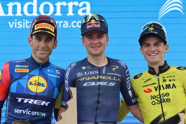 21-06-2026 Andorra Morabanc Classica; 2026, Pinarello - Q36.5; 2026, Lidl - Trek; 2026, Visma - Lease A Bike; Pidcock, Thomas; Verona Quintanilla, Carlos; Kuss, Sepp; Coll De La Botella; 