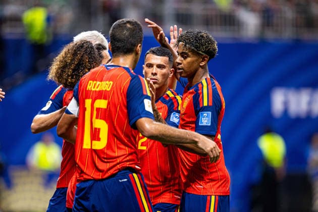 21.06.2026, ATLANTA, PILKA NOZNA (FOOTBALL), FIFA World Cup, WM, Weltmeisterschaft, Fussball 2026, MECZ HISZPANIA - ARABIA SAUDYJSKA ( SPAIN - SAUDI ARABIA ) NZ MIKEL OYARZABAL BRAMKA RADOSC GOL GOAL RODRI HERNANDEZ LAMINE YAMAL FOTO LUKASZ SKWIOT CYFRASPORT NEWSPIX.PL --- Newspix.pl POLAND OUT!  20260621CSLS00040