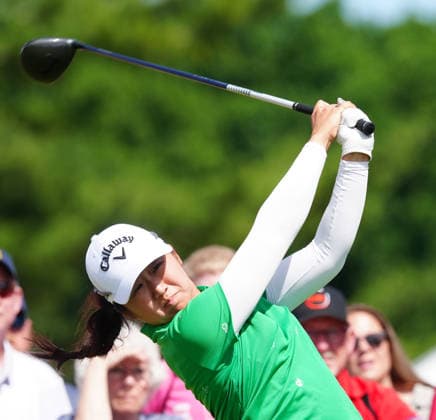 BELMONT, MI - JUNE 21: LPGA, Golf Damen golfer Jing Yan plays her tee shot on the 2nd hole on June 21, 2026, during the final round of the LPGA Meijer LPGA Classic for Simply Give at Blythefield Country Club in Belmont, Michigan. (Photo by Brian Spurlock Icon Sportswire) GOLF: JUN 21 LPGA Meijer LPGA Classic for Simply Give EDITORIAL USE ONLY Icon26062131