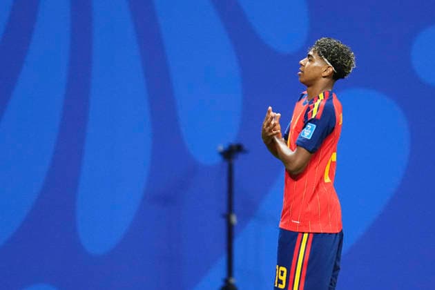 Spain v Saudi Arabia: Group H - FIFA World Cup, WM, Weltmeisterschaft, Fussball 2026 Lamine Yamal of Spain celebrates after scoring his team s first goal during the FIFA World Cup 2026 Group H match between Spain and Saudi Arabia at Atlanta Stadium on June 21, 2026 in Atlanta, Georgia. Atlanta GA United States  Copyright: xJosexBretonx originalFilename:bretonhernandez-spainvsa260621_npxIK.jpg