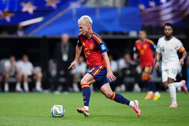 Spain v Saudi Arabia: Group H - FIFA World Cup, WM, Weltmeisterschaft, Fussball 2026 Dani Olmo of Spain runs with the ball during the FIFA World Cup 2026 Group H match between Spain and Saudi Arabia at Atlanta Stadium on June 21, 2026 in Atlanta, Georgia. Atlanta GA United States  Copyright: xJosexBretonx originalFilename:bretonhernandez-spainvsa260621_npd6k.jpg