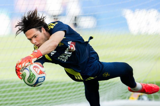 260621 Goalkeeper Jacob Widell Zetterström of the Swedish national football team at a training session during day 11 of the FIFA World Cup, WM, Weltmeisterschaft, Fussball 2026 in Dallas. Photo: Petter Arvidson BILDBYRAN kod PA PA1247 fotboll football soccer fotball vm fotbolls-vm fotball-vm fotbolls-vm 2026 fifa world cup 2026 träning practice training sverige sweden sverige a bbeng *** 260621 Goalkeeper Jacob Widell Zetterström of the Swedish national soccer team at a training session on Day 11 of the 2026 FIFA World Cup in Dallas. Photo  Copyright: PETTERxARVIDSON BB260621PA058
