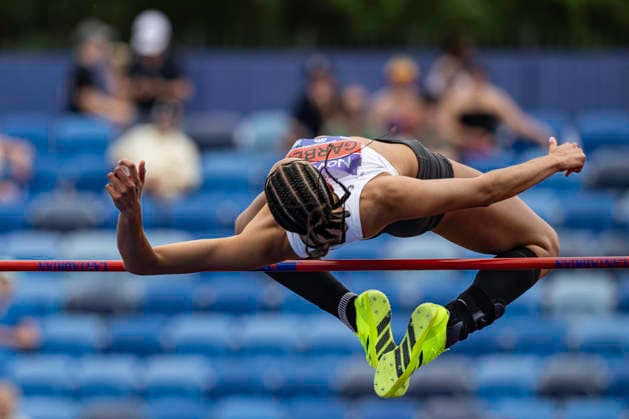 RECORD DATE NOT STATED 21st June 2026; Alexander Stadium, Birmingham, West Midlands, England; 2026 Novuna UK Athletics Championships; Gabrielle Garber of Trafford AC completes a winning jump in the womens high jump GodfreyxPitt