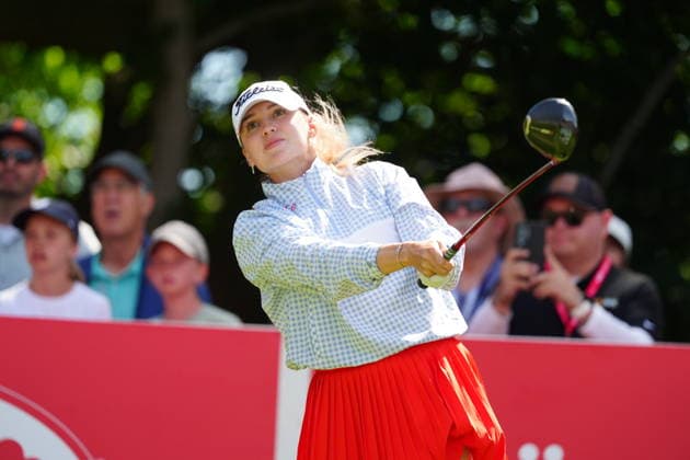BELMONT, MI - JUNE 21: LPGA, Golf Damen golfer Nataliya Guseva plays her tee shot on the 4th hole hole on June 21, 2026, during the final round of the LPGA Meijer LPGA Classic for Simply Give at Blythefield Country Club in Belmont, Michigan. (Photo by Brian Spurlock Icon Sportswire) GOLF: JUN 21 LPGA Meijer LPGA Classic for Simply Give EDITORIAL USE ONLY Icon26062137