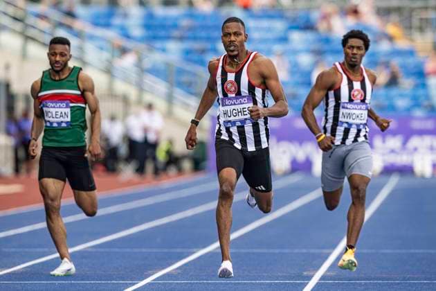 RECORD DATE NOT STATED 21st June 2026; Alexander Stadium, Birmingham, West Midlands, England; 2026 Novuna UK Athletics Championships; Zharnel Hughes of Shaftesbury Barnet Harriers wins the final of the mens 200m GodfreyxPitt