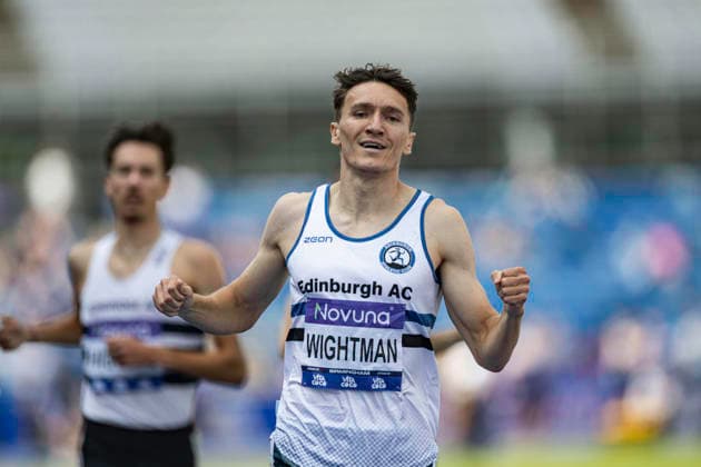 RECORD DATE NOT STATED 21st June 2026; Alexander Stadium, Birmingham, West Midlands, England; 2026 Novuna UK Athletics Championships; Jake Wightman of Edinburgh AC celebrates winning the final of the mens 800m GodfreyxPitt