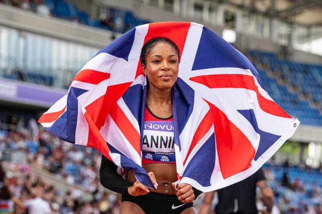 RECORD DATE NOT STATED 21st June 2026; Alexander Stadium, Birmingham, West Midlands, England; 2026 Novuna UK Athletics Championships; Amber Anning of Brighton And Hove AC celebrates winning the womens 400m GodfreyxPitt