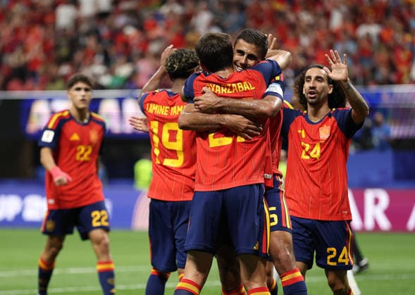 (260622) -- ATLANTA, June 22, 2026 -- Players of Spain celebrate after scoring during the group H match between Spain and Saudi Arabia at the 2026 FIFA World Cup, WM, Weltmeisterschaft, Fussball at Atlanta Stadium in Atlanta, the United States, June 21, 2026. ) (SP)U.S.-ATLANTA-FOOTBALL-FIFA WORLD CUP-GROUP H-ESP VS KSA WangxKaiyan 