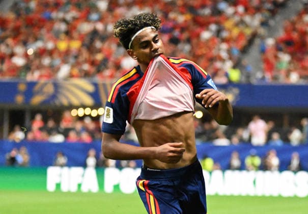 (260622) -- ATLANTA, June 22, 2026 -- Lamine Yamal of Spain reacts during the group H match between Spain and Saudi Arabia at the 2026 FIFA World Cup, WM, Weltmeisterschaft, Fussball at Atlanta Stadium in Atlanta, the United States, June 21, 2026. ) (SP)U.S.-ATLANTA-FOOTBALL-FIFA WORLD CUP-GROUP H-ESP VS KSA JuxHuanzong 