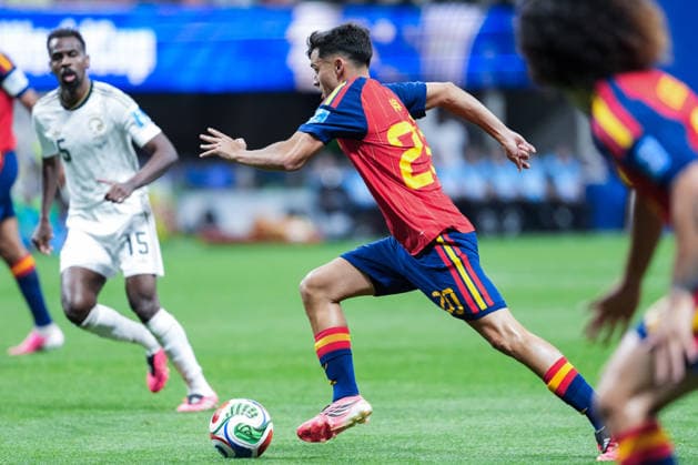 Pedri of Spain runs with the ball during a FIFA Men’s World Cup 2026 Group Stage football match between Spain and Saudi Arabia at Atlanta Stadium, in Atlanta on June 21th 2026 (Photo by Alexandra Fechete SPP)  Copyright: xAlexandraxFechete SPPx Sportspressphoto_SPR172678