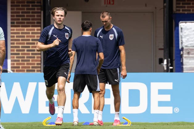 SOCCER - FIFA World Cup, WM, Weltmeisterschaft, Fussball 2026 DALLAS,TEXAS,USA,21.JUN.26 - SOCCER - FIFA World Cup 2026, group stage, Argentina vs Austria, preview, training team AUT. Image shows Patrick Wimmer, Alessandro Schoepf and Sasa Kalajdzic (AUT).  GEPAxpictures xArminxRauthner
