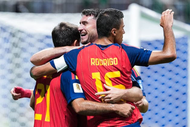 Mikel Oyarzabal of Spain (L), Alex Baena of Spain (C) and Rodri of Spain (R) celebrate the team s third goal during a FIFA Men’s World Cup 2026 Group Stage football match between Spain and Saudi Arabia at Atlanta Stadium, in Atlanta on June 21th 2026 (Photo by Alexandra Fechete SPP)  Copyright: xAlexandraxFechete SPPx Sportspressphoto_SPR172693