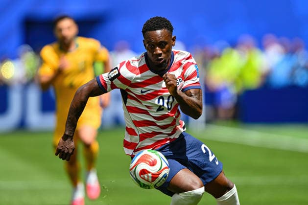 June 19, 2026: United States of America forward Folarin Balogun (20) pursues the ball during the FIFA World Cup, WM, Weltmeisterschaft, Fussball soccer match between Australia and USA in Seattle, WA. Team USA defeated Australia 2-0. CSM FIFA World Cup 2026 Soccer: JUN 19 USA Vs Australia  - ZUMAc04_ 20260619_zma_c04_483 Copyright: xStevexFaberx