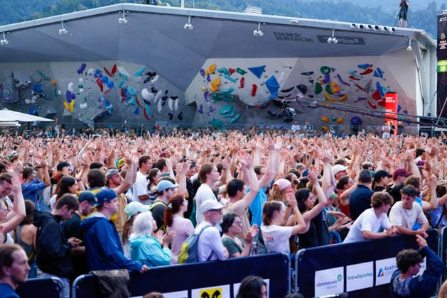 CLIMBING - World Climbing Series INNSBRUCK,AUSTRIA,21.JUN.26 - CLIMBING - World Climbing Series, lead. Image shows a feature with hands.  GEPAxpictures xMarkoxVulic