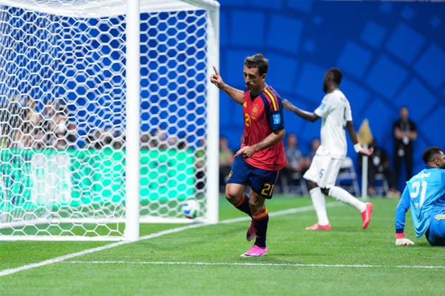 Mikel Oyarzabal of Spain celebrates after scoring the team s first goal during a FIFA Men’s World Cup 2026 Group Stage football match between Spain and Saudi Arabia at Atlanta Stadium, in Atlanta on June 21th 2026 (Photo by Alexandra Fechete SPP)  Copyright: xAlexandraxFechete SPPx Sportspressphoto_SPR172714