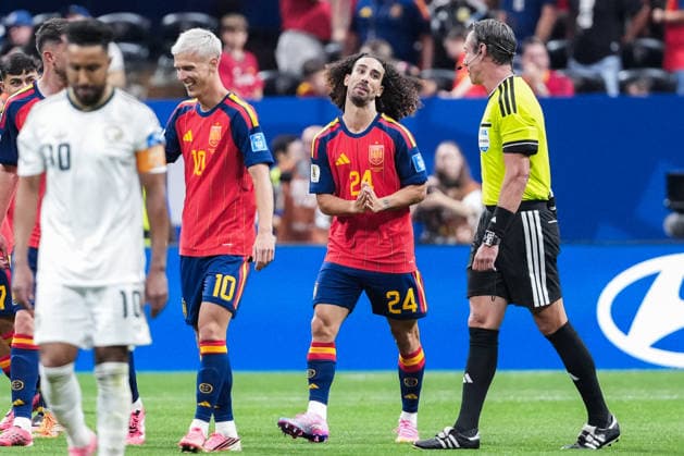Marc Cucurella of Spain gestures during a FIFA Men’s World Cup 2026 Group Stage football match between Spain and Saudi Arabia at Atlanta Stadium, in Atlanta on June 21th 2026 (Photo by Alexandra Fechete SPP)  Copyright: xAlexandraxFechete SPPx Sportspressphoto_SPR172719