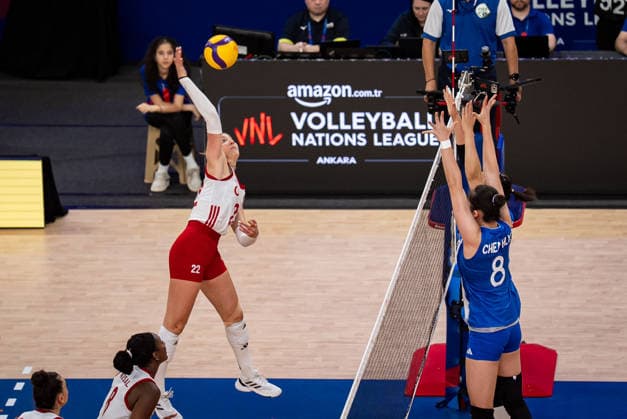 Turkiye v China - 2026 FIVB Volleyball Nations League ANKARA, TURKIYE - JUNE 21: Ilkin Aydin (22) of Turkiye in action during the 2026 FIVB Volleyball Nations League (VNL) Week 2 match between Turkiye and China at the Ankara Sports Hall in Ankara, Turkiye on June 21, 2026. Betul Abali Anadolu Ankara Turkey. Editorial use only. Please get in touch for any other usage.  Copyright: x2026xAnadoluxBetulxAbalix