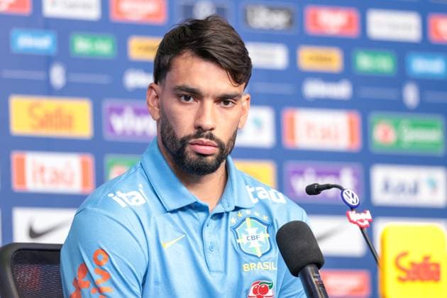 RECORD DATE NOT STATED Lucas Paqueta press conference, PK, Pressekonferenz from Brazil Lucas Paqueta, a player for the Brazilian national team, Nationalteam speaks to journalists at The Ridge Hotel in Basking Ridge, New Jersey, United States, this Sunday, June 21st. Brazil faces Scotland on the 24th in the 2026 World Cup.(Foto: William Volcov Brazil Photo Press IMAGO) Sports basking ridge NJ united states Copyright: xWILLIAMxVOLCOVx