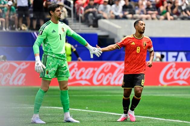 Belgium vs Iran - FIFA World Cup, WM, Weltmeisterschaft, Fussball 2026 LOS ANGELES, USA - JUNE 21 : Courtois Thibaut goalkeeper of Belgium and Tielemans Youri midfielder of Belgium during the FIFA World Cup 2026 Group G match between Belgium and Iran at the SOFI STADIUM on June 21, 2026 in Los Angeles, USA, 21 06 2026 Los Angeles United States of America  Copyright: xJanxDexMeuleneirx