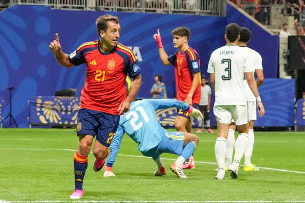 June 21, 2026, Atlanta, Georgia, United States of America: Midfielder MIKEL OYARZABAL (21) of Spain celebrates after scoring his teamÃ¢â‚¬â ¢s goal during the Spain vs Saudi Arabia First Stage Group H match in ATLANTA, Georgia. Spain won 4-0. Atlanta United States of America - ZUMAg276 20260621_zsp_g276_034 Copyright: xMalachixGabrielx