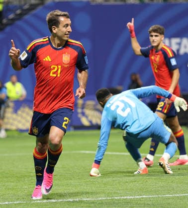Football - FIFA World Cup, WM, Weltmeisterschaft, Fussball 2026 - Spain v Saudi Arabia - Atlanta, USA. Mikel Oyarzabal of Spain celebrates after scoring during the FIFA World Cup 2026 match between Spain and Saudi Arabia at Atlanta Stadium, Atlanta, USA on 21 June 2026 Atlanta USA  Copyright: xMatrixxImagesx xLynnexGleesonx