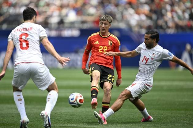 Belgium vs Iran - FIFA World Cup, WM, Weltmeisterschaft, Fussball 2026 LOS ANGELES, USA - JUNE 21 : Saelemaekers Alexis midfielder of Belgium in action during the FIFA World Cup 2026 Group G match between Belgium and Iran at the SOFI STADIUM on June 21, 2026 in Los Angeles, USA, 21 06 2026 Los Angeles United States of America  Copyright: xNicoxVereeckenx